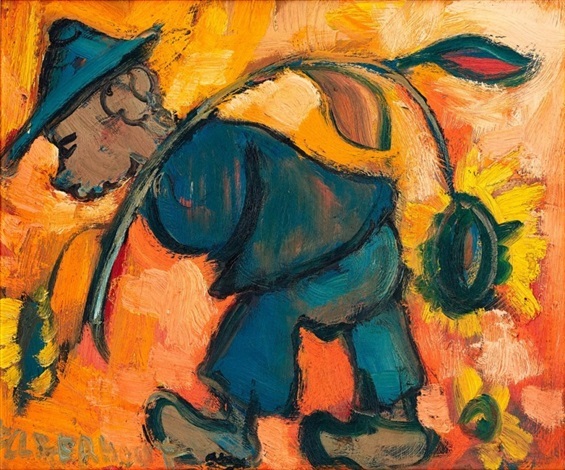 Man with Sunflowers by Frans Claerhout