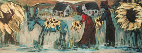 Harvesting Sunflowers by Frans Claerhout