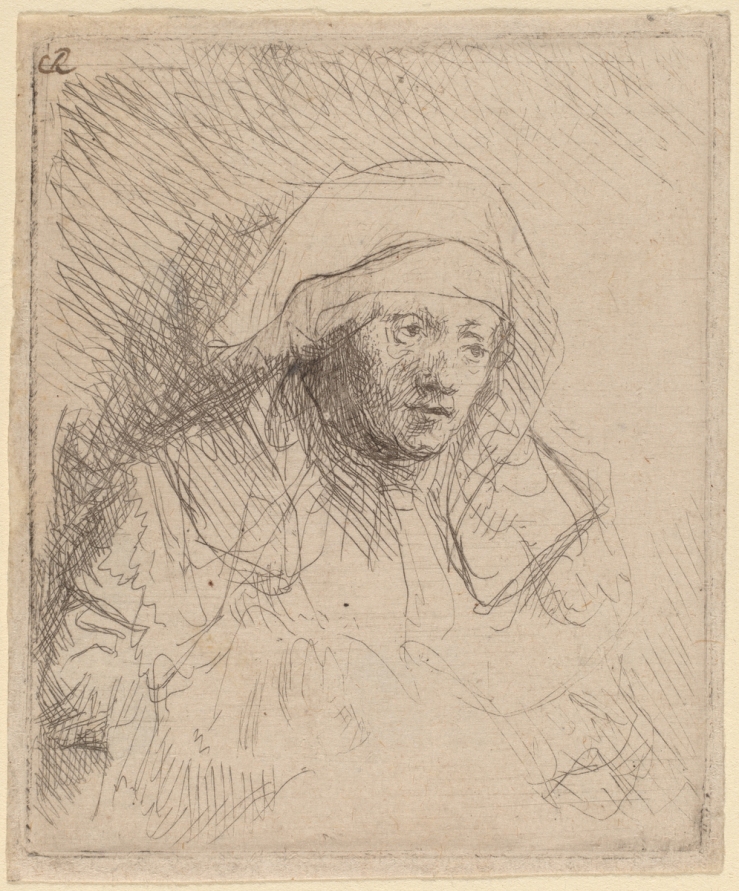 Sick Woman with a Large White Headdress by Rembrandt