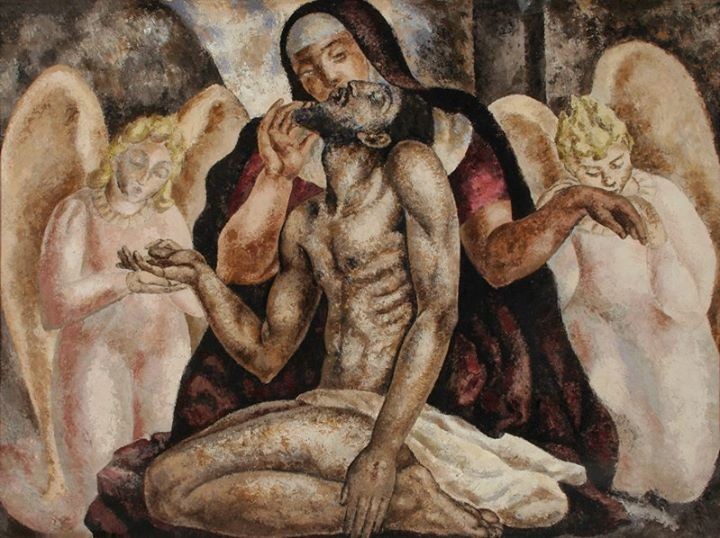 Dead Christ Supported by Angels by Alfredo Guttero