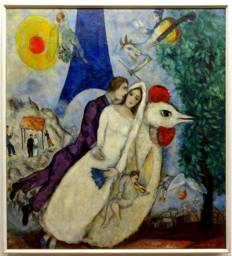 Les maries de la tour Eiffel by Marc Chagall