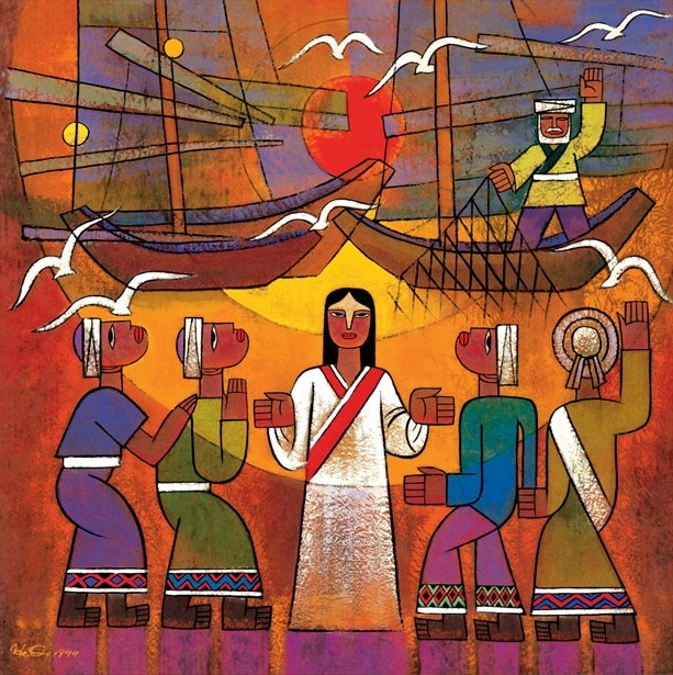 He Qi, "Calling the Disciples"