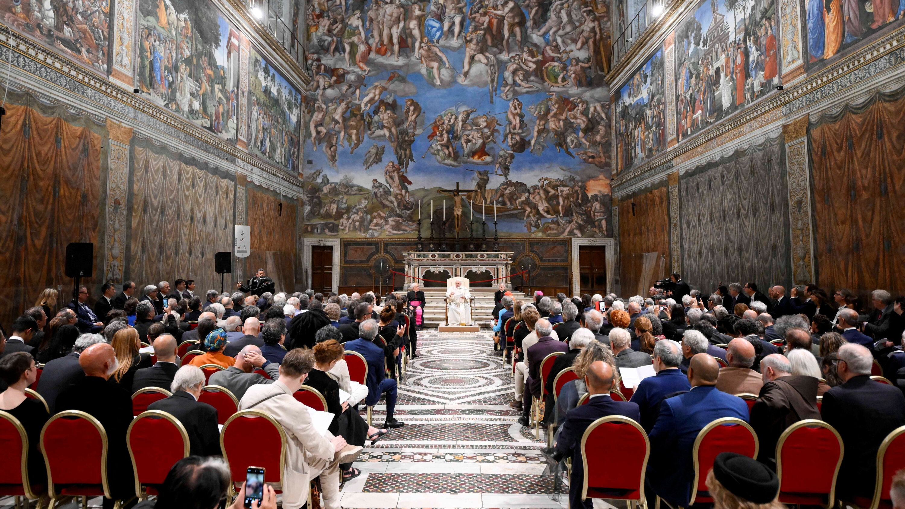 Pope Francis meeting artists