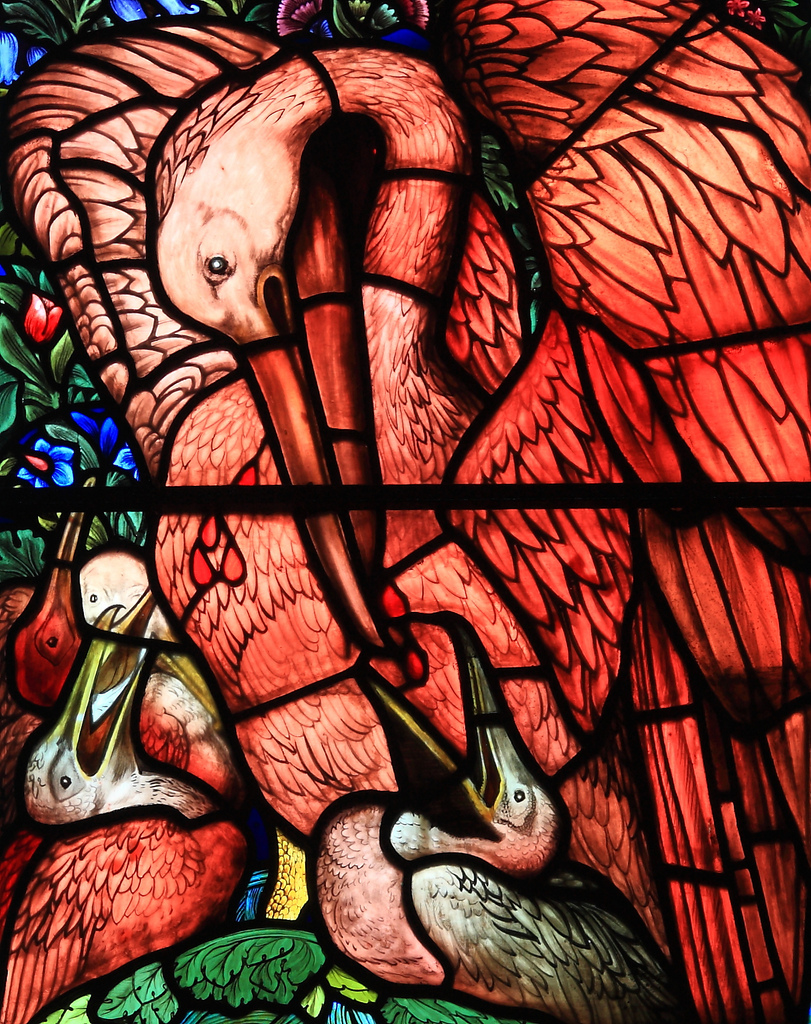 Burne-Jones, Edward_Pelican stained glass