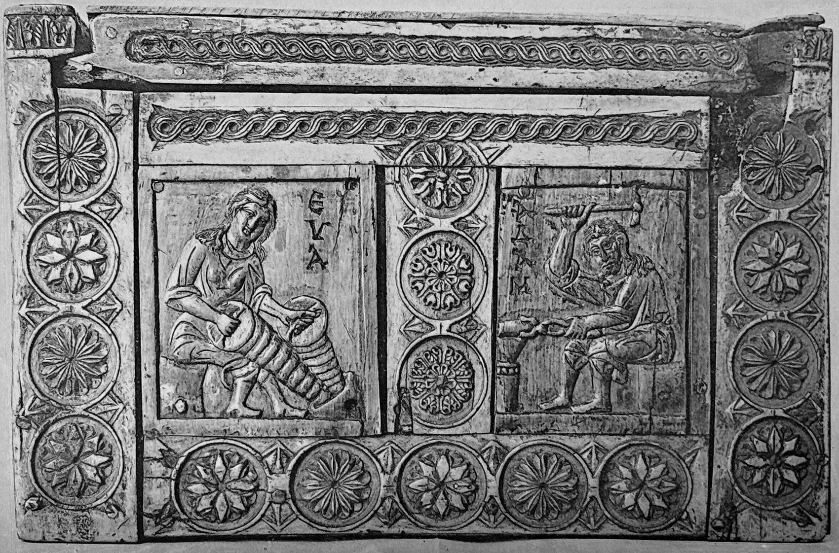 Adam and Eve blacksmithing (Saint Petersburg casket)